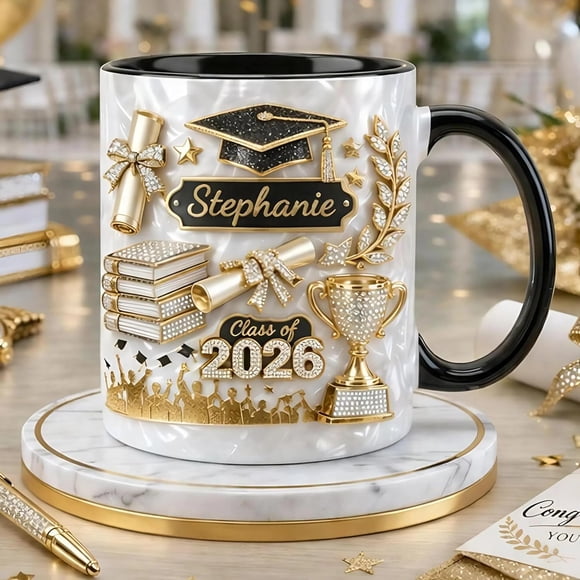 2026 Graduation Mug Gift for Daughter from Mom Class of 2026 Graduate Gifts Ceramic Mug for Coffee or Tea Thoughtful, White, JKODE