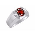 thumbnail image 3 of RYLOS Men's Rings Sterling Silver Rings Classic Designer  9X7MM Gemstone &  Diamond Ring Green Sapphire September Birthstone Ring Size 8, 3 of 7