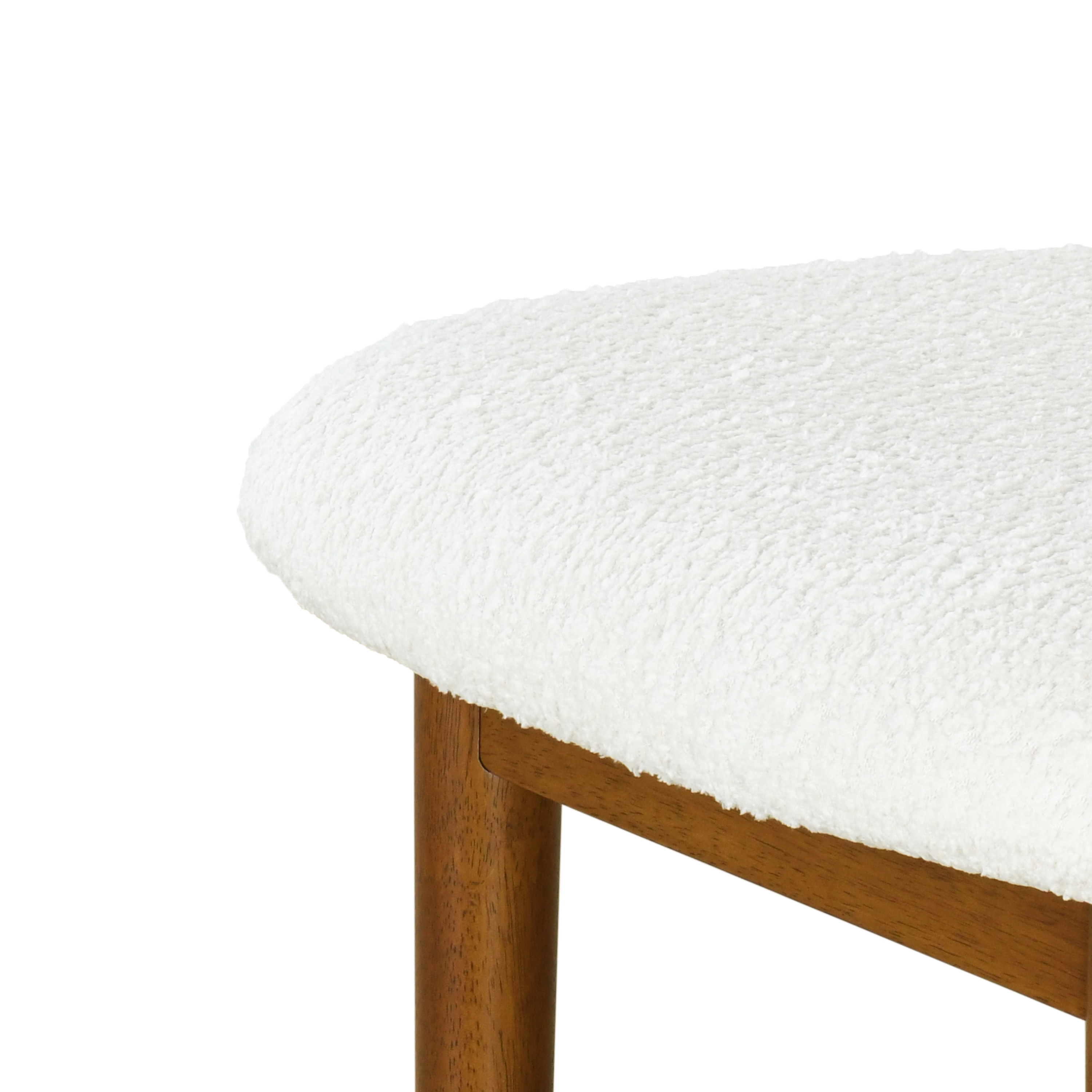 Tabourets de bar modernes Renée de Noble House (lot de 2), siège rembourré ivoire, noyer + blanc