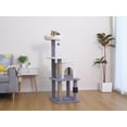 thumbnail image 4 of Vibrant Life 47" Minimalist Cat Tree with Condo, Perch, Jute Scratching Posts and Massager, Gray, 4 of 9