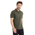 thumbnail image 1 of Polo pour Homme Performance Séchage Rapide Doux 2 Boutons Uni Manches Courtes T-Shirt en Coton (2TG, Vert Armée), 1 of 1