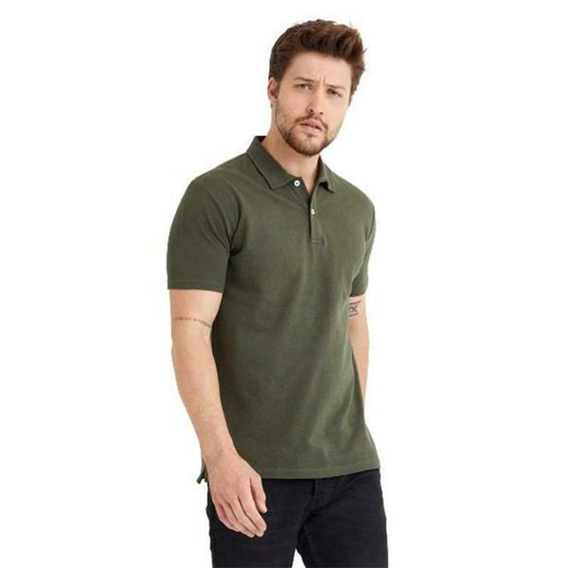 Polo pour Homme Performance Séchage Rapide Doux 2 Boutons Uni Manches Courtes T-Shirt en Coton (2TG, Vert Armée)