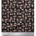 thumbnail image 1 of Soimoi Coton Canard Tissu Rayé & Magnolia Imprimé Floral 1 Yard 42 Inch Wide, 1 of 3