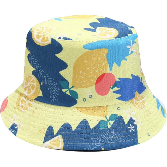 LinYooLi Chapeau Seau pour Femmes Motif Fruits Frais Réversible Chapeau de Pêcheur pour Hommes Adolescent Unisexe Sport Protection Solaire