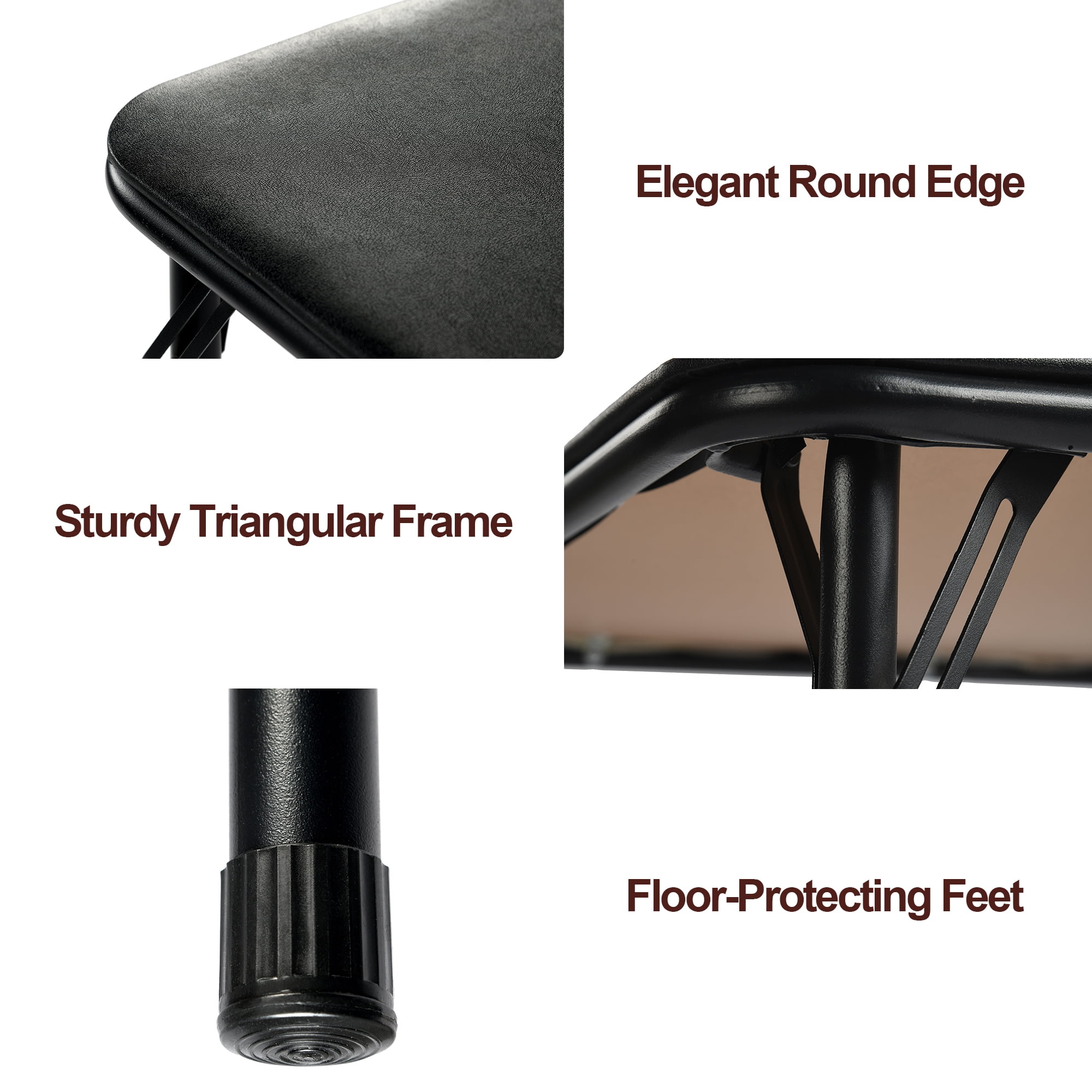Homy Casa Table pliante carrée de 33,9 po pour 4, table de jeu et repas noire portable avec dessus en PVC et cadre en métal