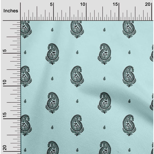 oneOone Tissu Georgette Viscose Imprimé Bloc Paisley Largeur 42 Pouces