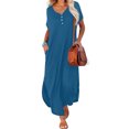 thumbnail image 1 of pstuiky Robes pour Filles, Robe d'Été Décontractée pour Femmes à Manches Courtes et Col en V, Robe Maxi Décontractée de Plage avec Poches, Robes Formelles en Liquidation, 1 of 6