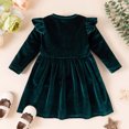 thumbnail image 2 of Infant Toddler Girls Solid Color Single Sided Velvet Lace Long Sleeves Ruched Dress, 2 of 5