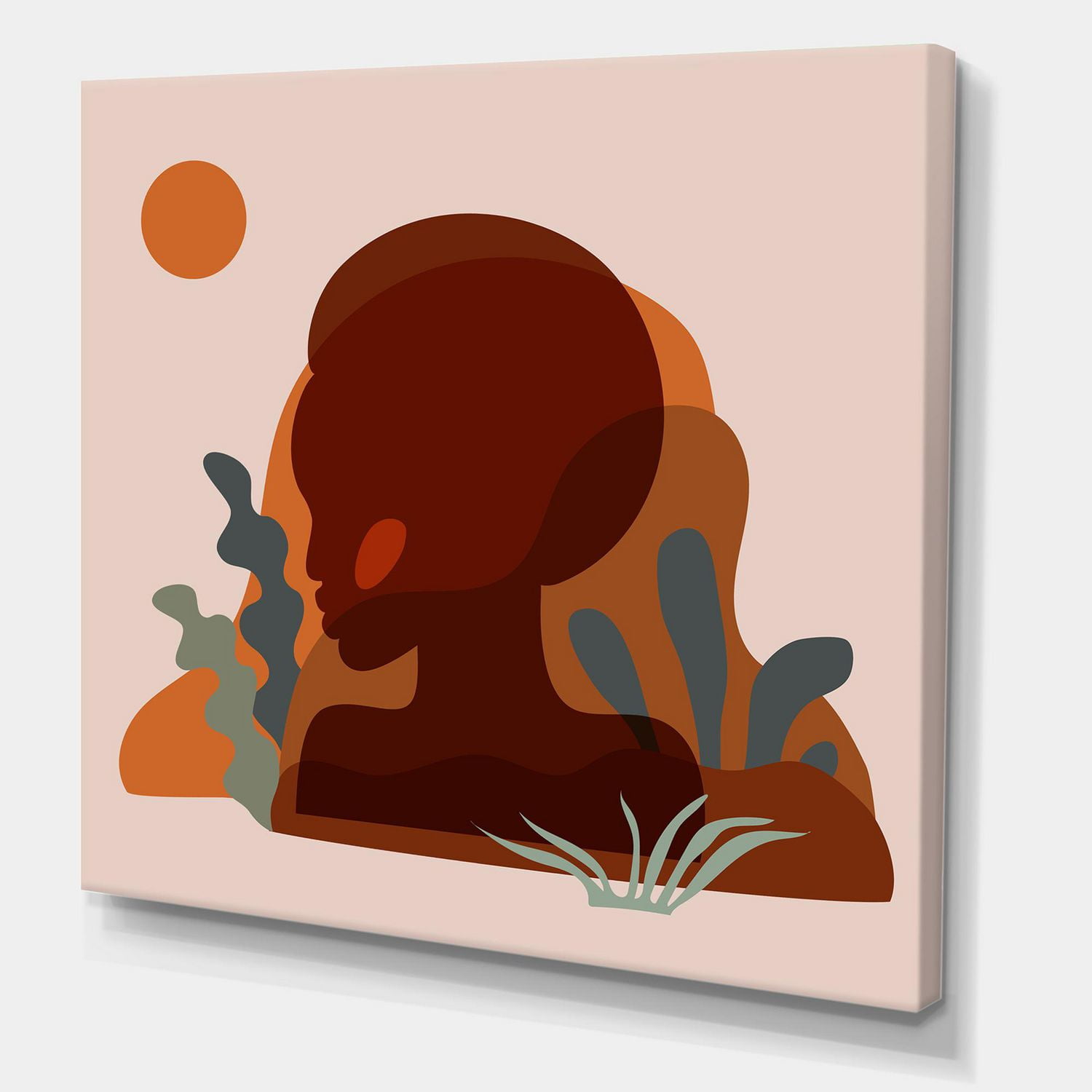 Designart Silhouette minimale de femme afro-américaine Art mural sur toile