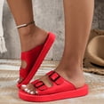 thumbnail image 2 of Dakaela Women's Platform Sandals Arch Support Foam Slip on Slides Two Buckle EVA Flat Sandal Red 6.5, 2 of 6