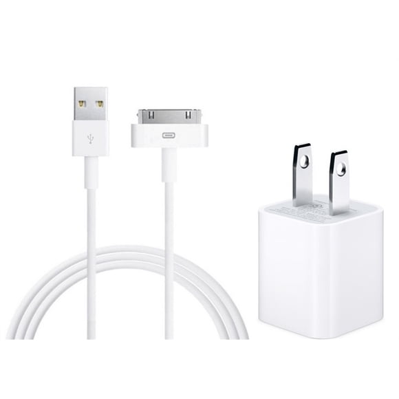 5W USB Power Wall Plug Charger Adapter + 3.3Ft 30 Pin USB Data Cable Cord Compatible for iPad 1 2 3, iPod, iPhone 3G 3GS 4G 4S
