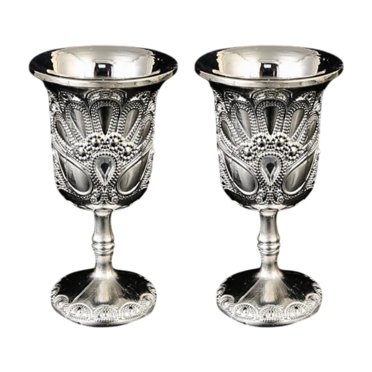 Maoww Mini Goblet Tiny Liqueur Metal Shot Party Anniversary silver 2 for Decorating silver