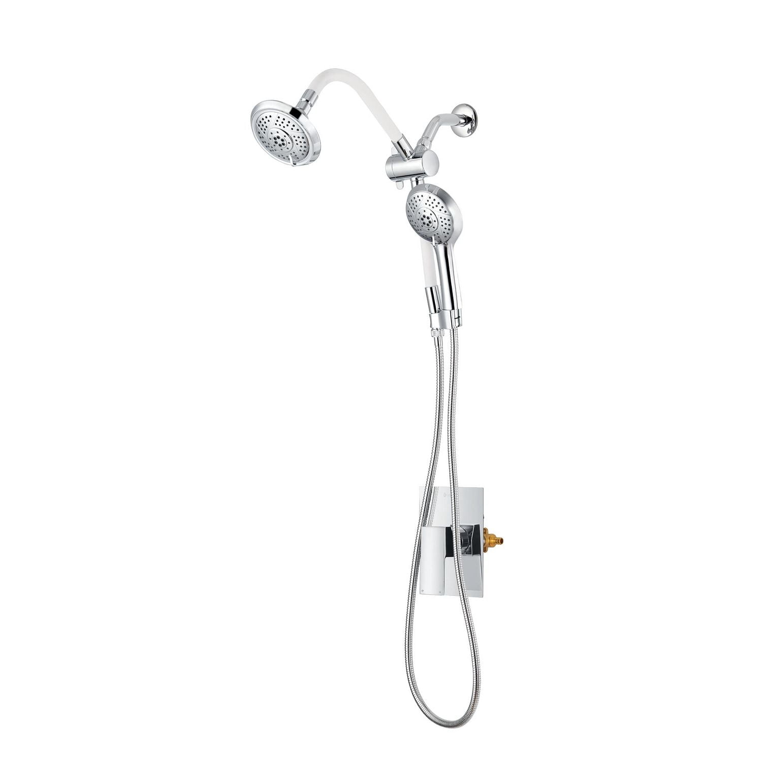 The akuaplus® - LILA pressure balance valve faucet 1/2 in. PEX with flexible hand shower and shower head, Chrome finish