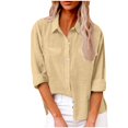 thumbnail image 1 of Yuyuzo Womens Button down Shirts Cotton Linen Fall Loose Casual Long Sleeve Solid Color Blouses, 1 of 5