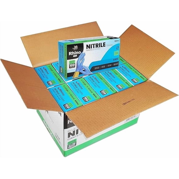 Rhino Blue Nitrile Disposable Gloves (1000 Count), Latex-Free, Powder-Free, Non-Sterile Cleaning Safety Work Gloves
