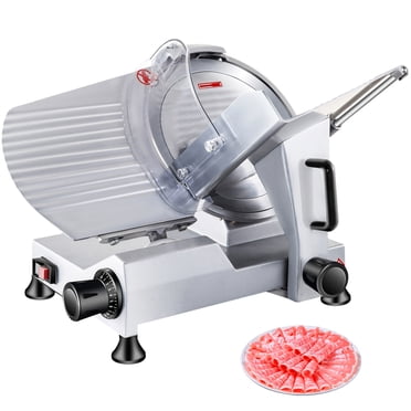 KFFKFF 240W Industrial Food Cutter, Electric Charcuterie Slicer with 10" Carbon Steel Blade, 350-400RPM, Electric Slicer with 0 - 0.47 inch Precision Thickness Control for Both Commercial & Home Use