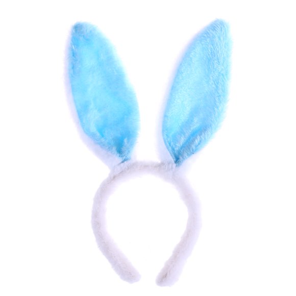 KAKOWELY Plush Bunny Ears Hairbands Bunny Headband Bunny Ears Hairbands (White and Blue),5.91"X4.53"X0.79"