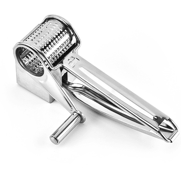 Multipurpose Rotary Cheese Grater, Stainless Steel Cheese Grater Slice Shred Tool for Parmesan, Cheddar, Mozzerella, Vegetables and More, Ergonomic Design