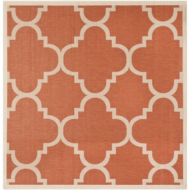 Safavieh Courtyard Tapis d'Intérieur et d'Extérieur Terracotta - Carré 5 Pieds3 Pouces