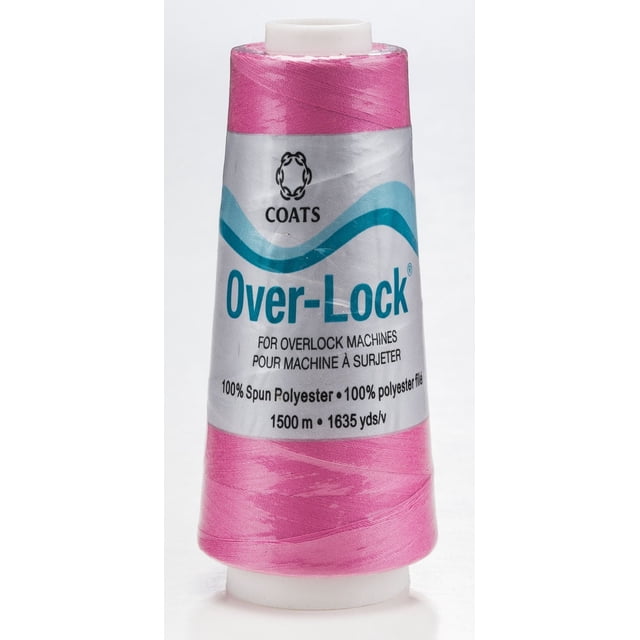 Coats Bobine Thread en Polyester Over-Lock Rose, Longueur de 1500 Mètres, Faite de Polyester Filé 100 % pour machines overlock, Offrant une Finition Lisse sur un Noyau en Plastique Blanc, Idéale pour la Couture à Haute Vitesse et une Résistance Uniforme, Convient Aussi aux Projets de Surjeteuse.