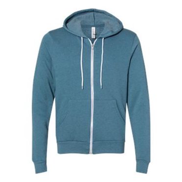 Bella Plus Canvas B80406496 Hoodie en Polaire Éponge Unisexe à Fermeture Éclair Complète, Bleu Sarcelle Profond Chiné - Extra Large