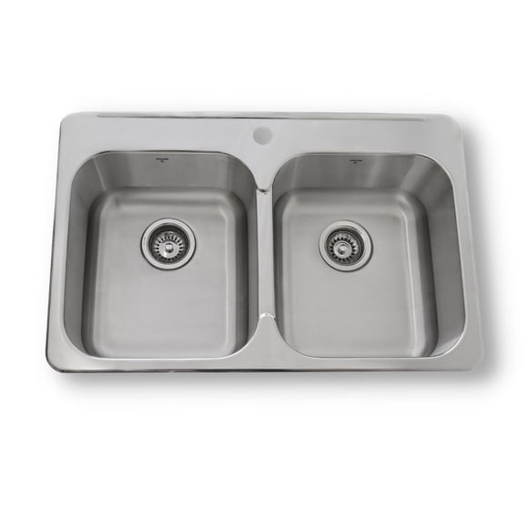 ONEX® Drop-in Double Bowl 31"X20" -8"d Stainless Steel Sink OD3120-8 1H