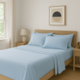 thumbnail image 2 of Comfy Bamboo World Series 4pc Microfiber Sheet Set, Full Size Bedsheet, Light Blue, 2 of 6