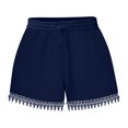 thumbnail image 1 of FAIWAD Women‘s Lace Trim Shorts Elastic Waist Short Pants with Pockets Drawstring Sports Solid Color Shorts, 1 of 5