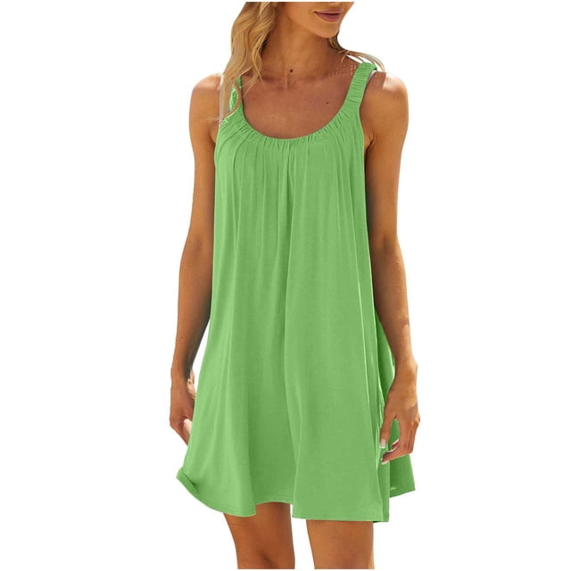 EQWLJWE Longue Robe pour Femmes Robe de Plage pour Femmes Paréo de Bikini Tenue de Plage Décontractée Vacances Courte Été Robes à Col Licou