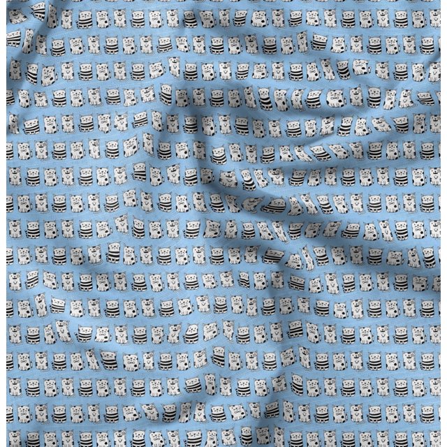 Soimoi Polyester Crepe Fabric Cat Animal Print Fabric by The Yard 52 Inch Wide