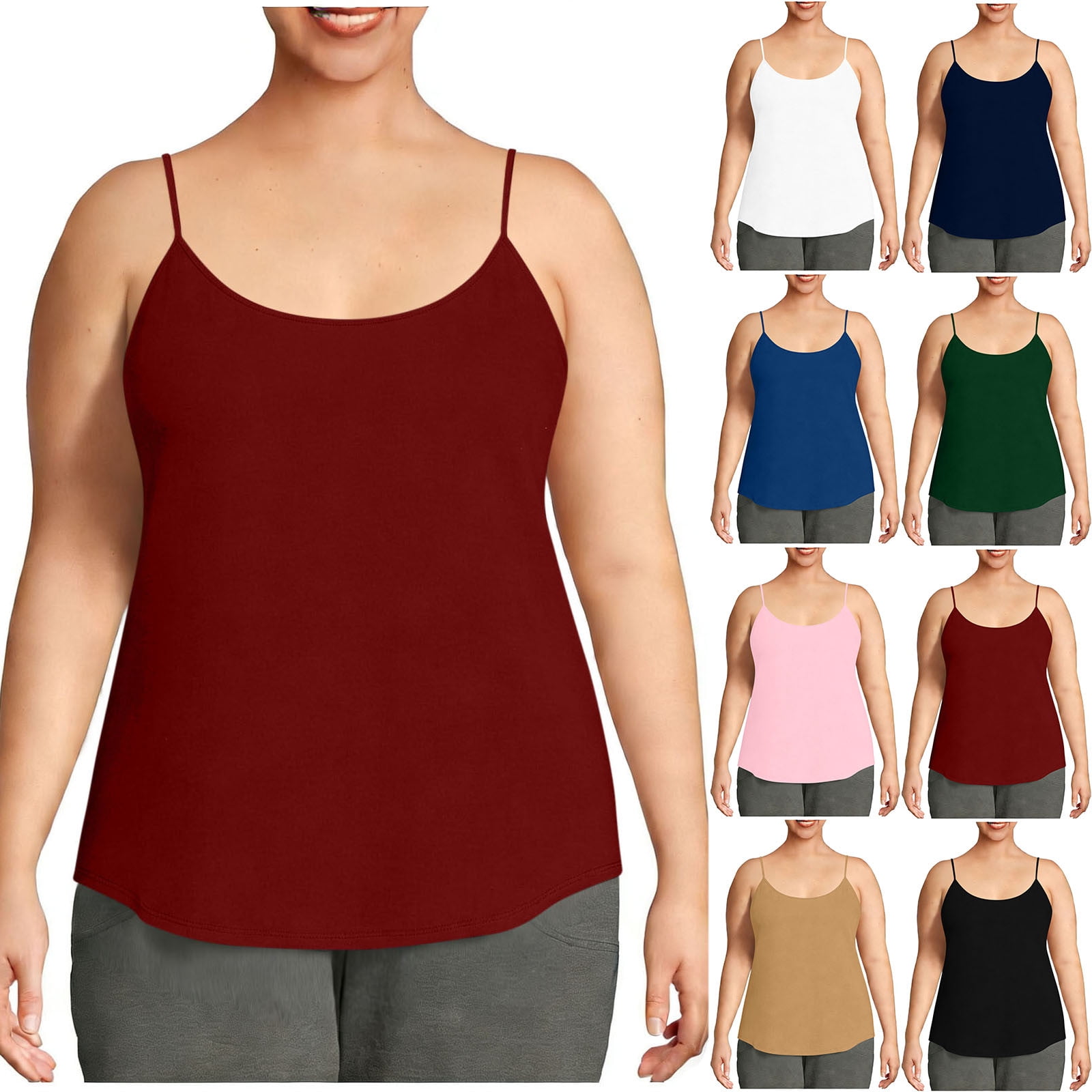 Hvobtty Womens Summer Classic Sport Plus Size Soft Fashion Solid Color Sleeveless Round Neck Loose Breathable Comfy Versatile Daily Tank Top Green,xx