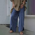 thumbnail image 2 of Fashion Women Loose Solid Color Casual Wide Leg Split Buttons Pants Trousers, 2 of 6