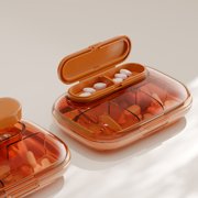 Vacemry Weekly Pill Organizer, Portable 6 Compartment Small Box for Daily Medication, Sealed Proof Mini Package for Three Meals A Day, Travel Home Office Purse Pocket Pillbox
