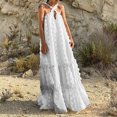 thumbnail image 1 of HKEJIAOI Robe Fleurie pour Femmes Robe d'Anniversaire Mode pour Femmes Bohème Col en V Ample Sans Manches Unie Mi-Mollet Économies Liquidation Blanc, 1 of 9