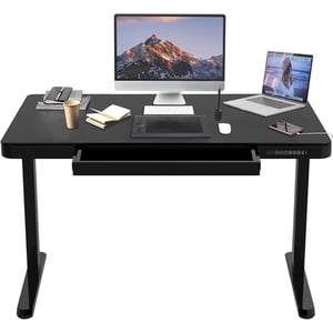 48 x 24 bureau électrique, poste de travail en position assise réglable en hauteur avec tiroir de rangement et USB Ports pour le bureau de l'intérieur, 99lbs Capacité, 4 Préréglage de la mémoire