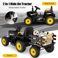 thumbnail image 2 of Costway 12V Kids Ride On Tractor with Trailer Ground Loader w/ RC & Lights Dark Black, 2 of 10