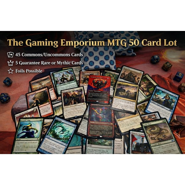 The Gaming Emporium Magic: The Gathering 50 Card Pack (50 Cards Includes 45 Commons/Uncommons & 5 Guarantee Rare or Mythic MTG Cards) (Foils & mythics Possible!)