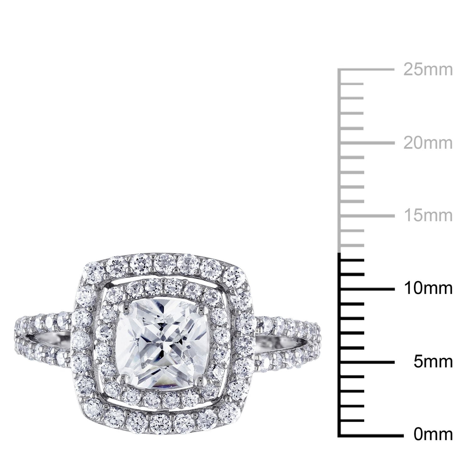 Bague de fiançailles de style auréole double avec zircons cubiques de 3 ct PBT en argent sterling de Miabella