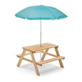 thumbnail image 1 of Plum® Wooden Rectangular Picnic Table with Blue Parasol, 1 of 2