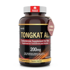 Herba Pure Tongkat Ali Supplement for Men – 90 Capsules | Indonesian Tongkat-ali Capsules | >140:1 Extract - >28,000mg Equivalent | Made in Canada