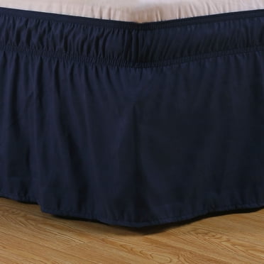 suxuMhao Ruffled Wrap Around Elastic Bed Skirt Queen Size, Black Blue - 60×80 Inch Mattress Fit with 15 Inch Drop, 1 Piece Bedding Skirt for Bedroom Decor,Soft Dust-Proof Bed Skirt