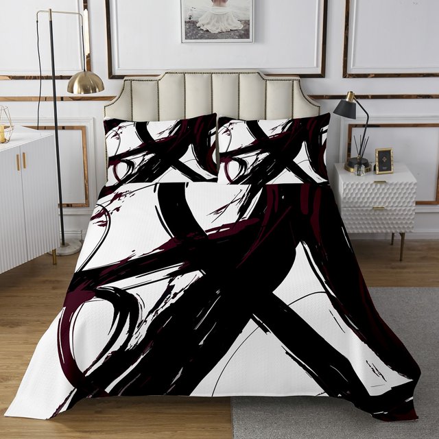 Erosebridal Adults Geometry Coverlet Set Queen, Minimalst Splash Bedding Set, Modern Fashion Decor