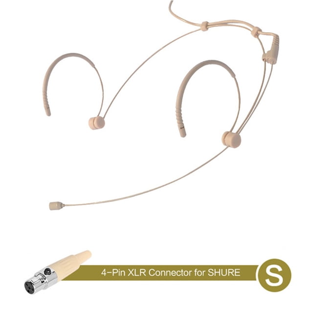 Bgsha Beige Double Earhook Headset Mic Headworn Microphone 3.5mm 3 Pin 4 Pin XLR Plug