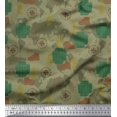 thumbnail image 1 of Soimoi Rayon Fabric Bag,Direction Compass & Shoes Travel Print Sewing Fabric Yard 42 Inch Wide, 1 of 3