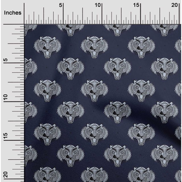 oneOone Cotton Poplin Fabric Animal Face Block Decor Fabric Printed BTY 42 Inch Wide