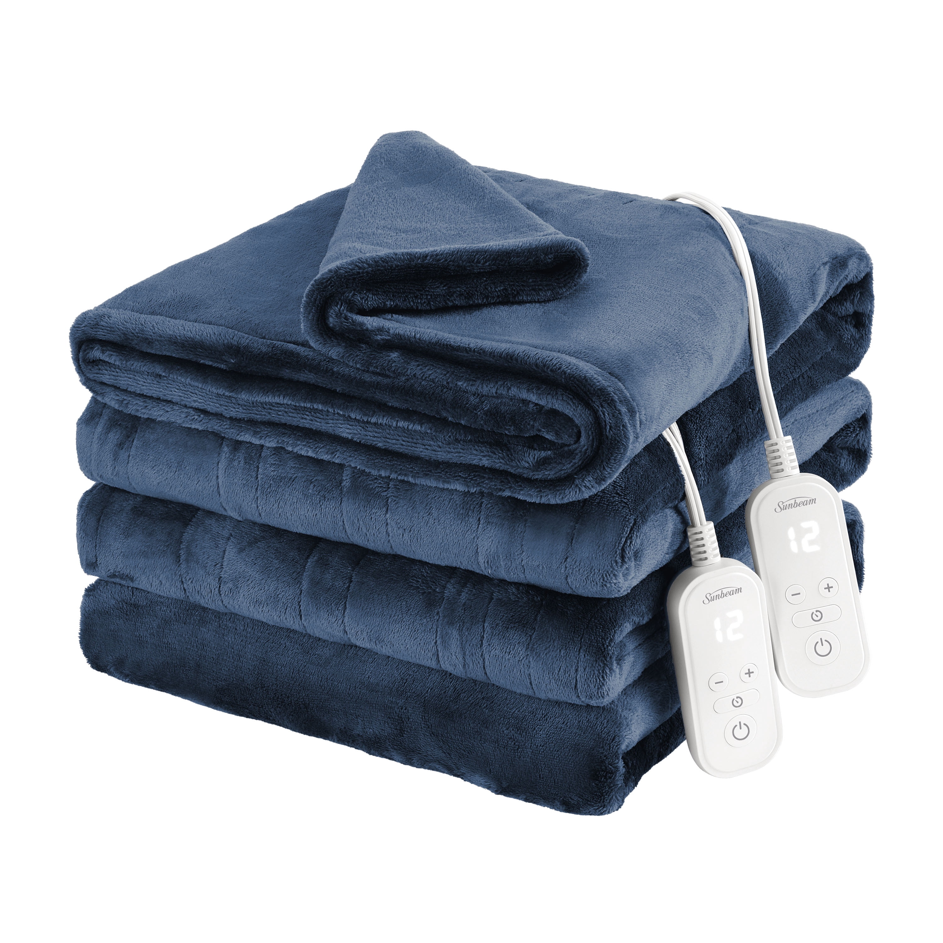 Sunbeam Heated Big Blue Blanket Velvet 12 Heat Settings Full/Queen 90x84