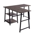 thumbnail image 3 of Homycasa L-Shaped Corner Computer Desk Home Office with Open Shelf, Vintage Brown, 3 of 9