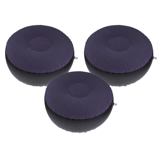 3x Foldable Inflatable Stool Ottoman Leisure Seat for Camping 62x32cm