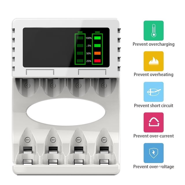 Multi-slot Intelligent Battery Charger Rechargeable Li-ion Battery Quick Charger 18350 18500 18650 AAA Li-Ion Rechargeable