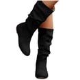 thumbnail image 4 of Styesk Bottes pour Femmes Bottes pour Femmes Mode Décontractée Polyvalente Fermeture Éclair Suède Style d'Automne Tendance de la Mode Bottes Empilées Plates Mi-Mollet Bottes de Travail pour Femmes, 4 of 6